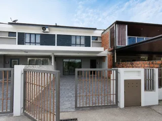 Front facade of a 2-storey terrace house at Taman Saujana Jaya, Kulai