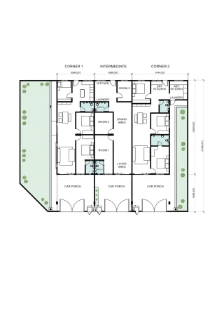 Type C: 20' x 70', Built Up: 1369 - 1635 sqft.