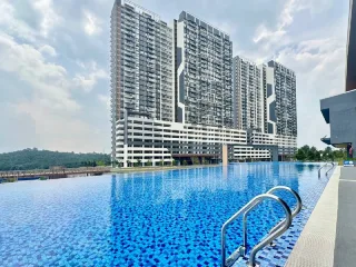 Swimming pool and twin towers at Residensi Adelia, Hulu Langat