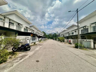 Terrace houses along street at Desa Restu, Sepang, Selangor