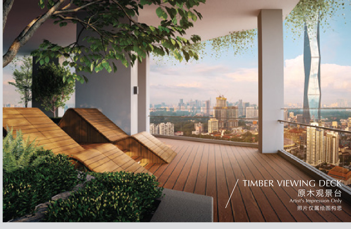 The timber viewing deck, looking out over the city