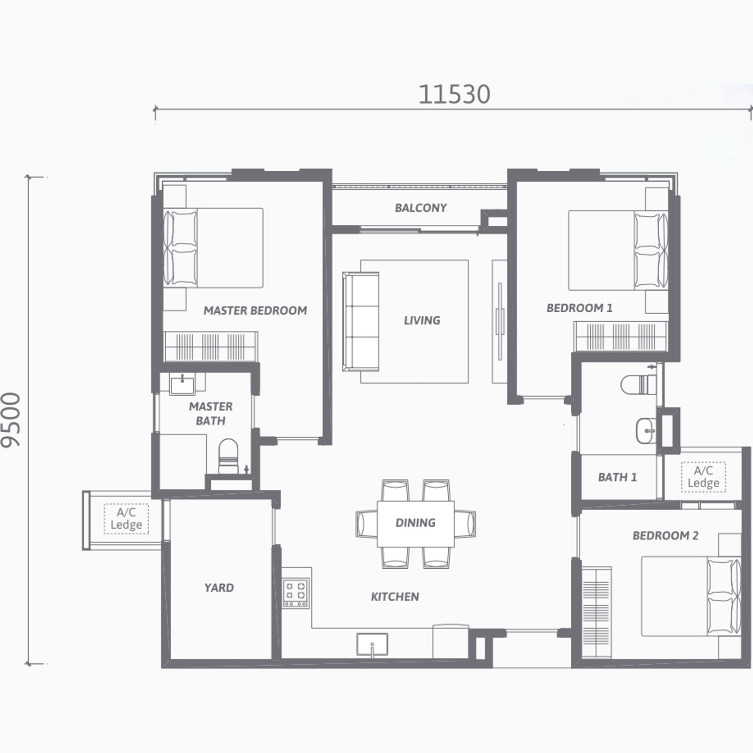 Type B1 floor plan