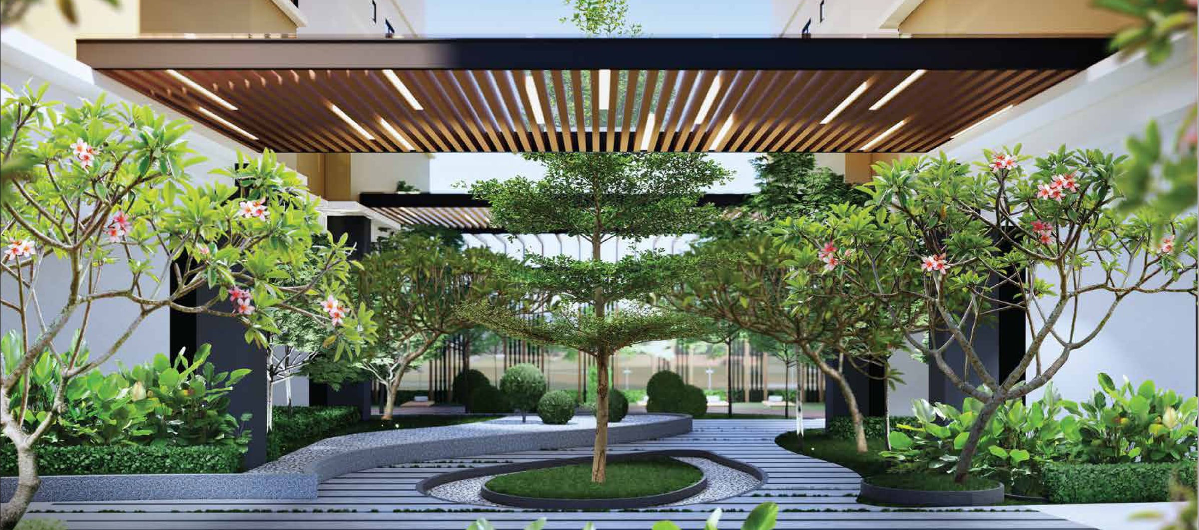The Zen Garden, under the timber pergola on Level 5