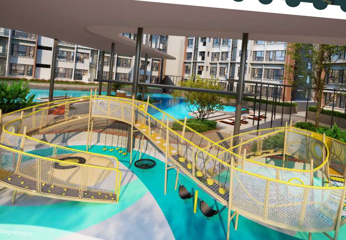 Kid's Wonderland — the children's play structure on the podium, beside the Shallow Splash pool