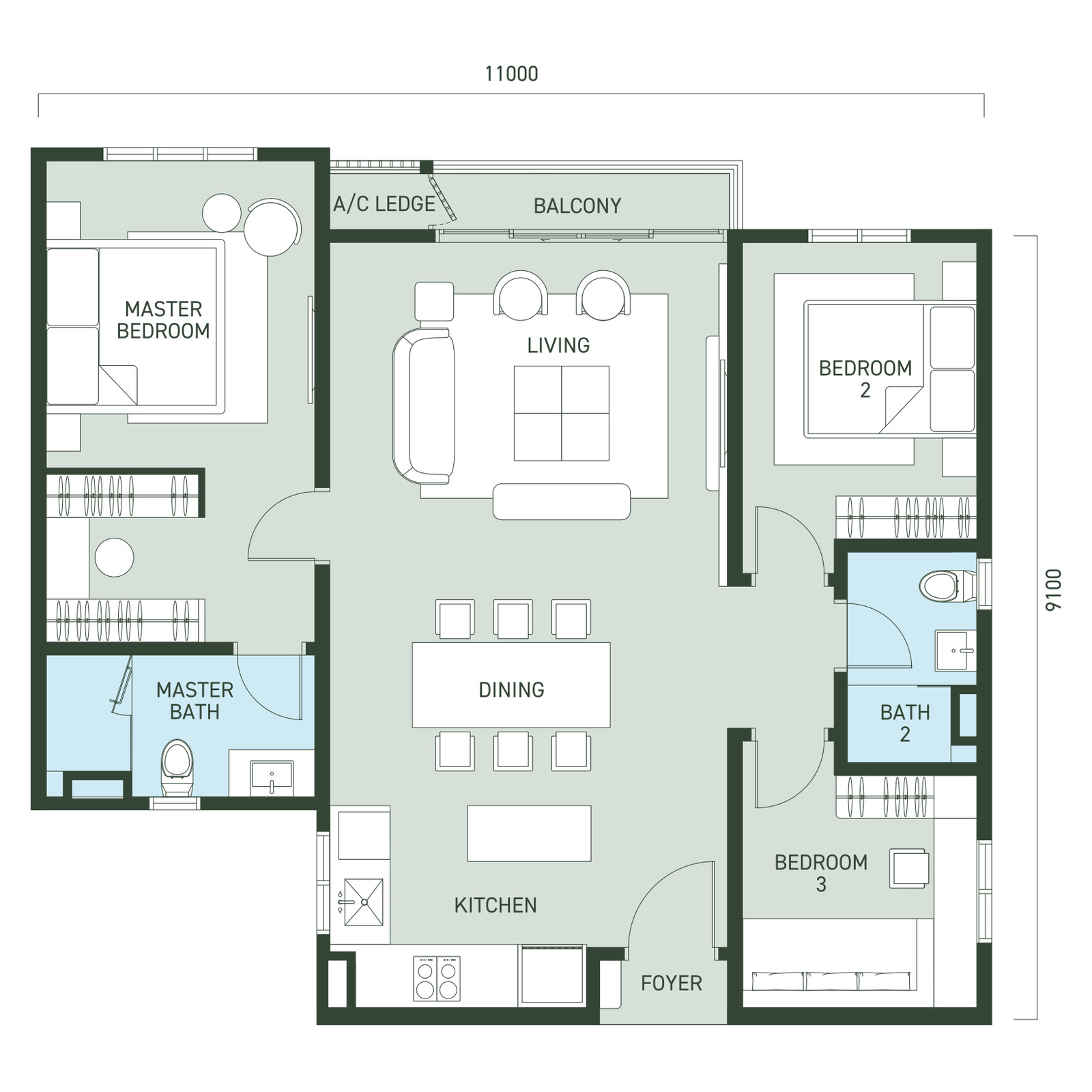Type B / B-1 floor plan