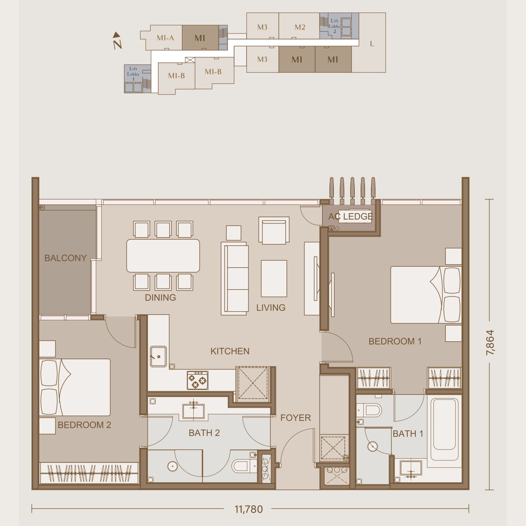 Type M1 floor plan