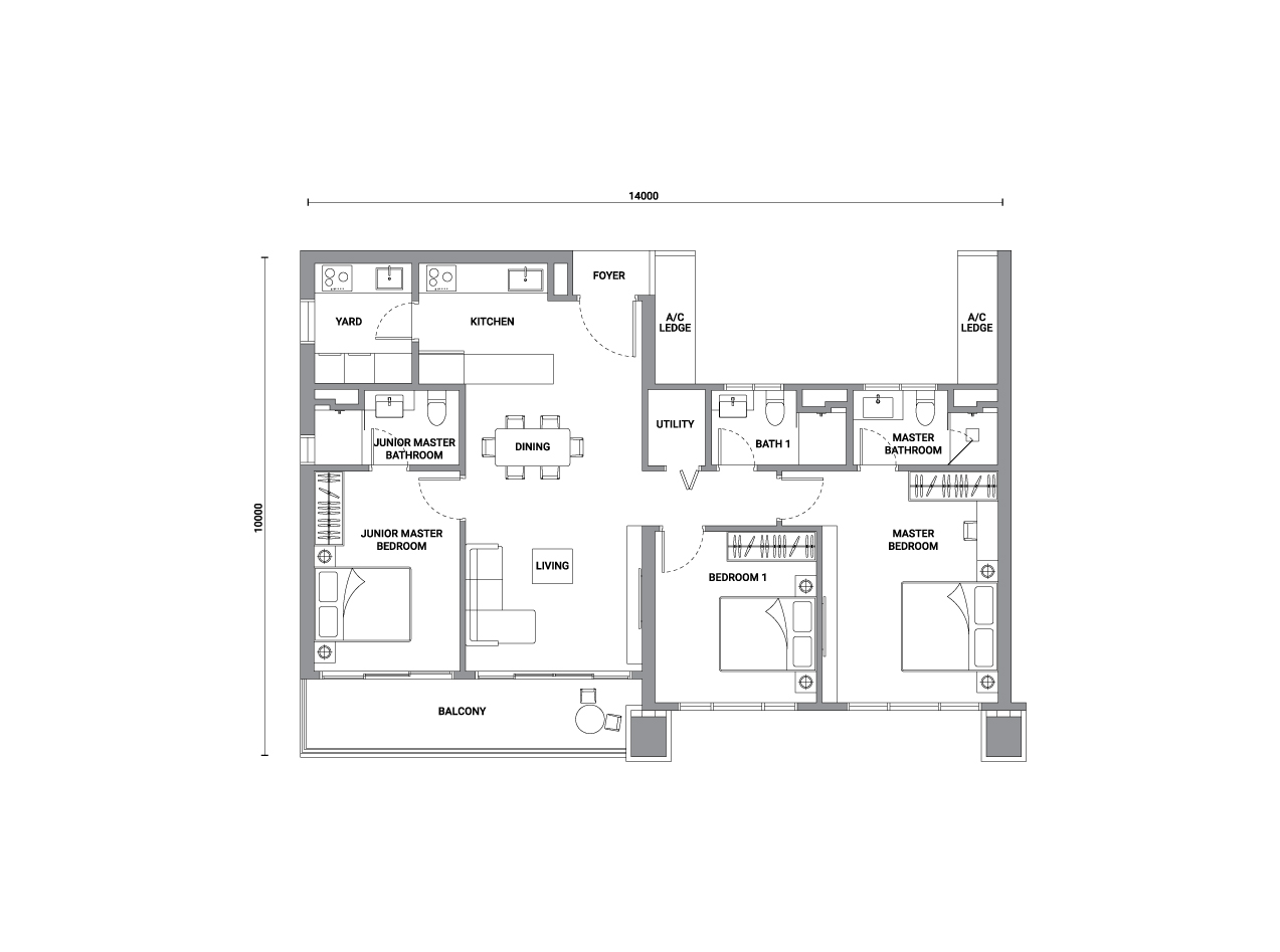 Type D1 floor plan