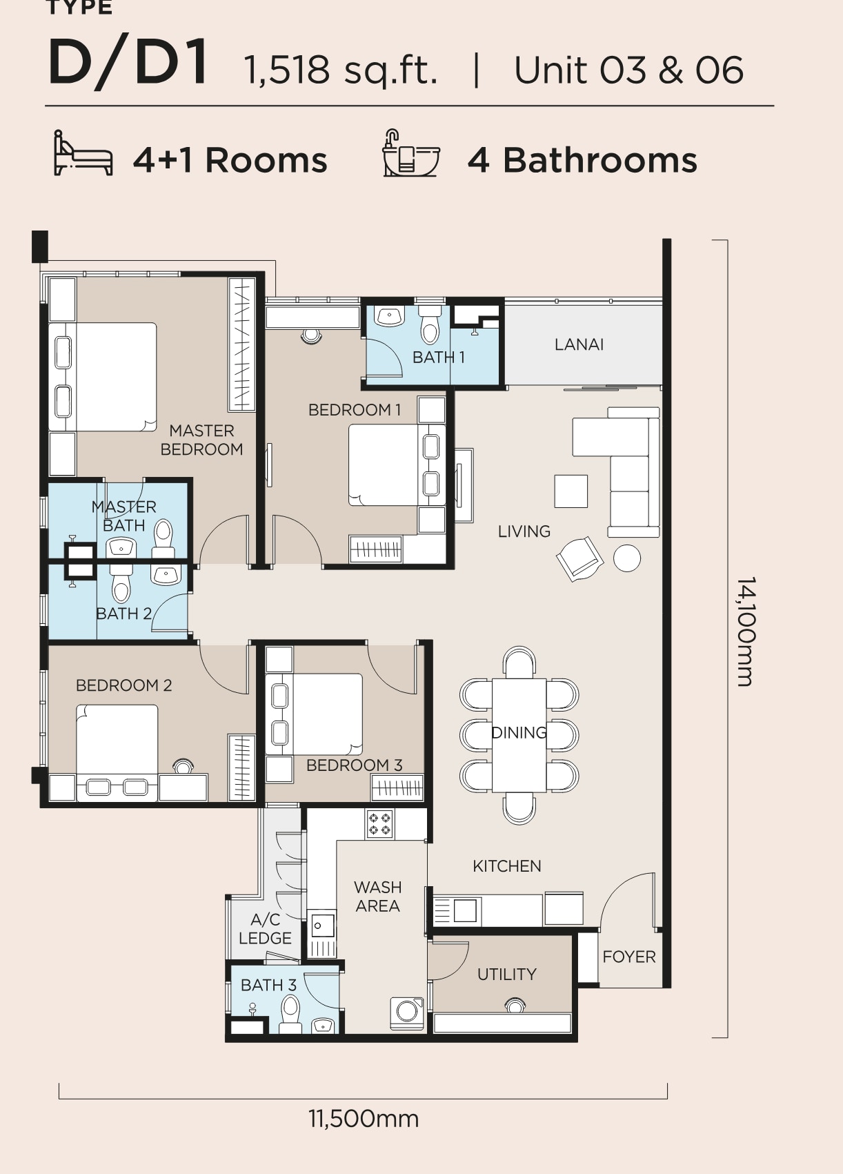 Type D/D1 floor plan