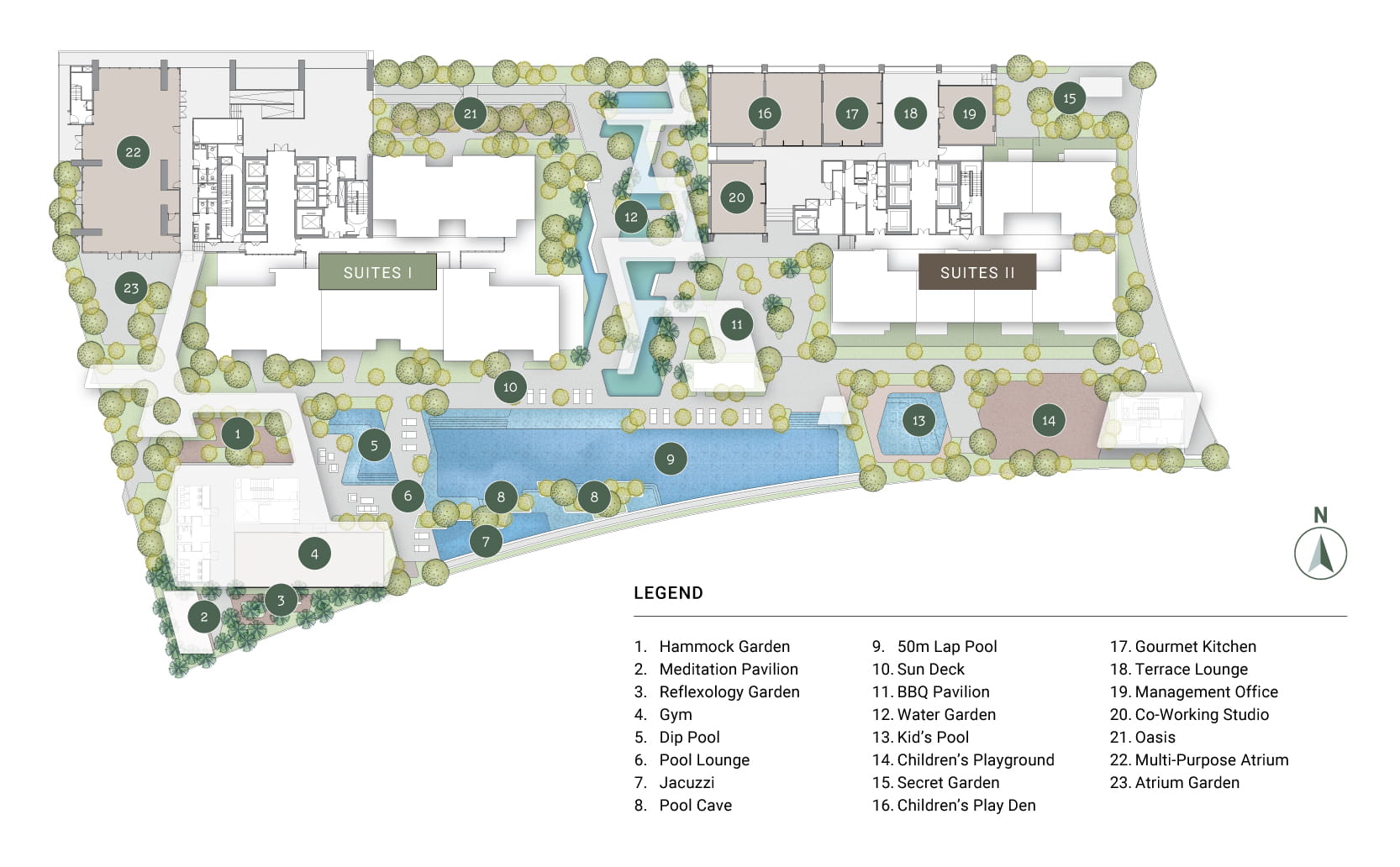 The Level 8 deck, numbered as in the brochure. Tap to view full size.