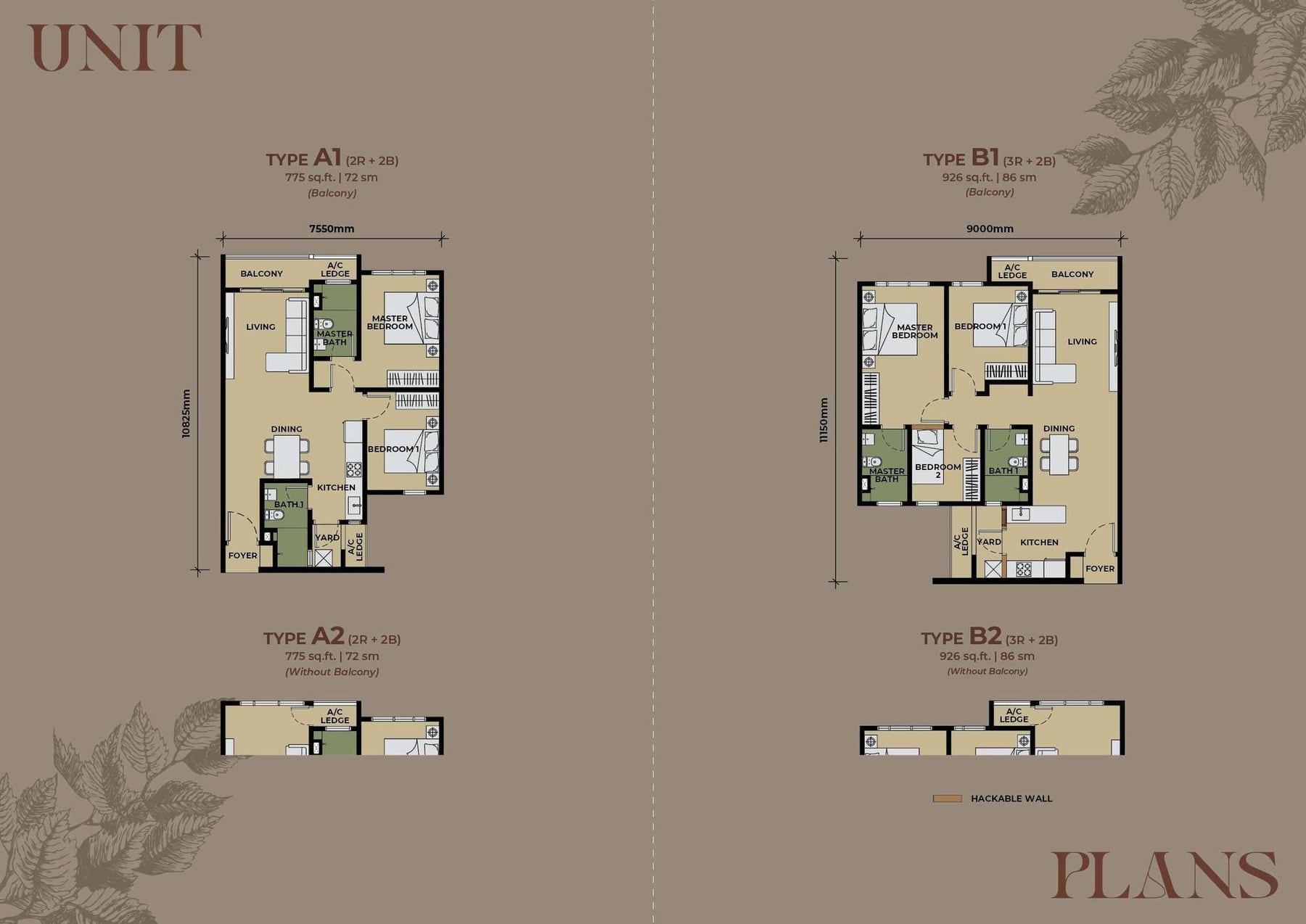 Type A1 · A2 and B1 · B2 floor plan
