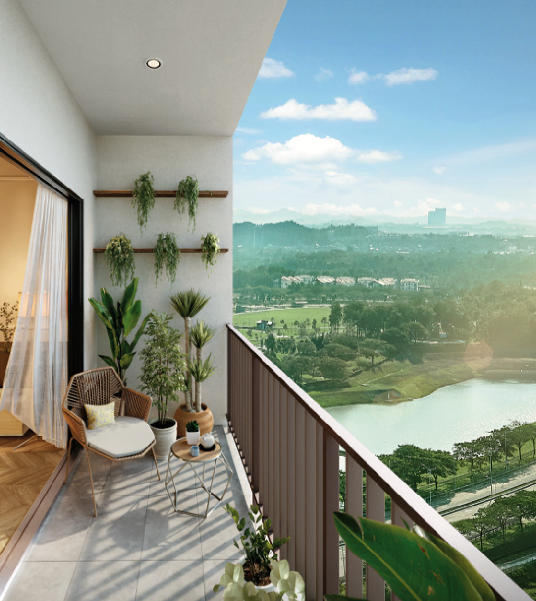 A balcony looking south-west over the Kwasa Damansara lake park