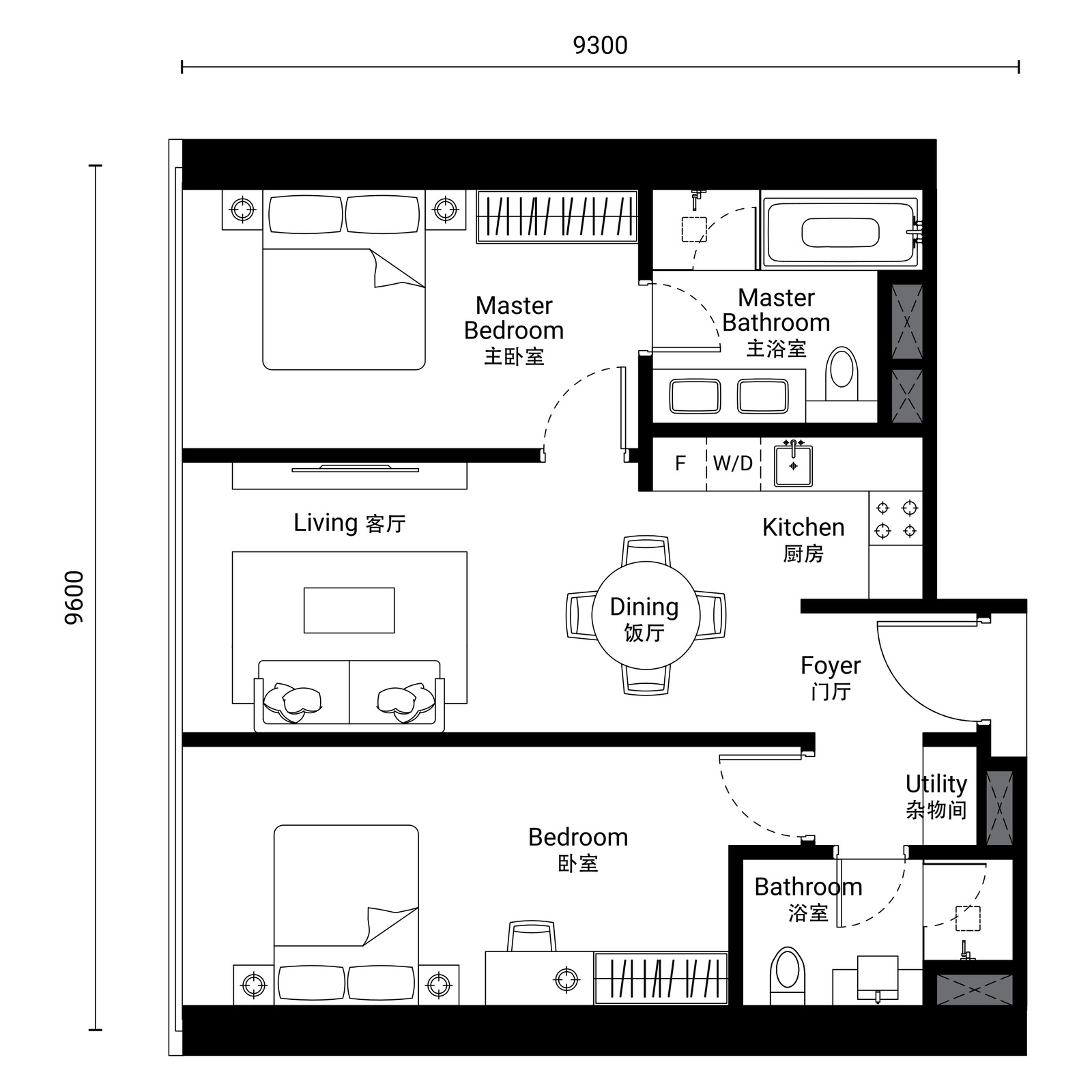 Type D-1 floor plan