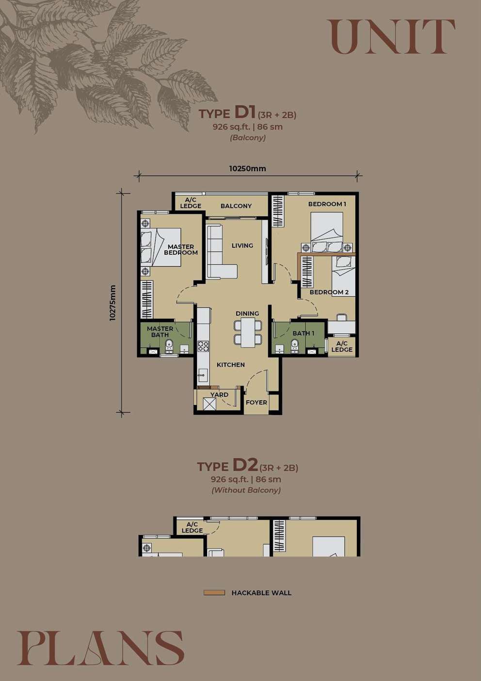 Type D1 · D2 floor plan