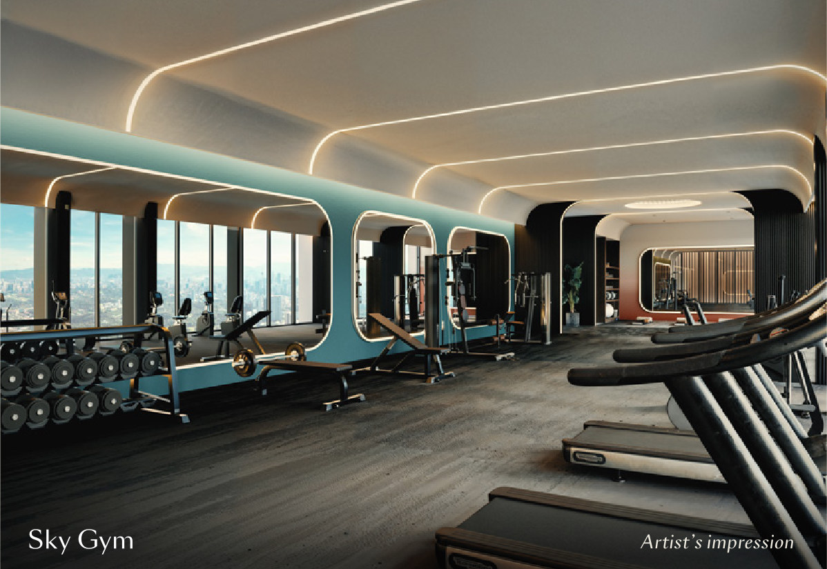 The Sky Gym, also on Level 61, glazed on three sides
