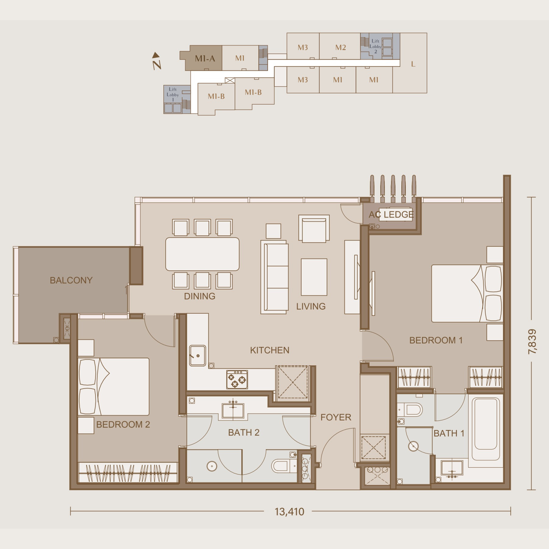 Type M1-A floor plan