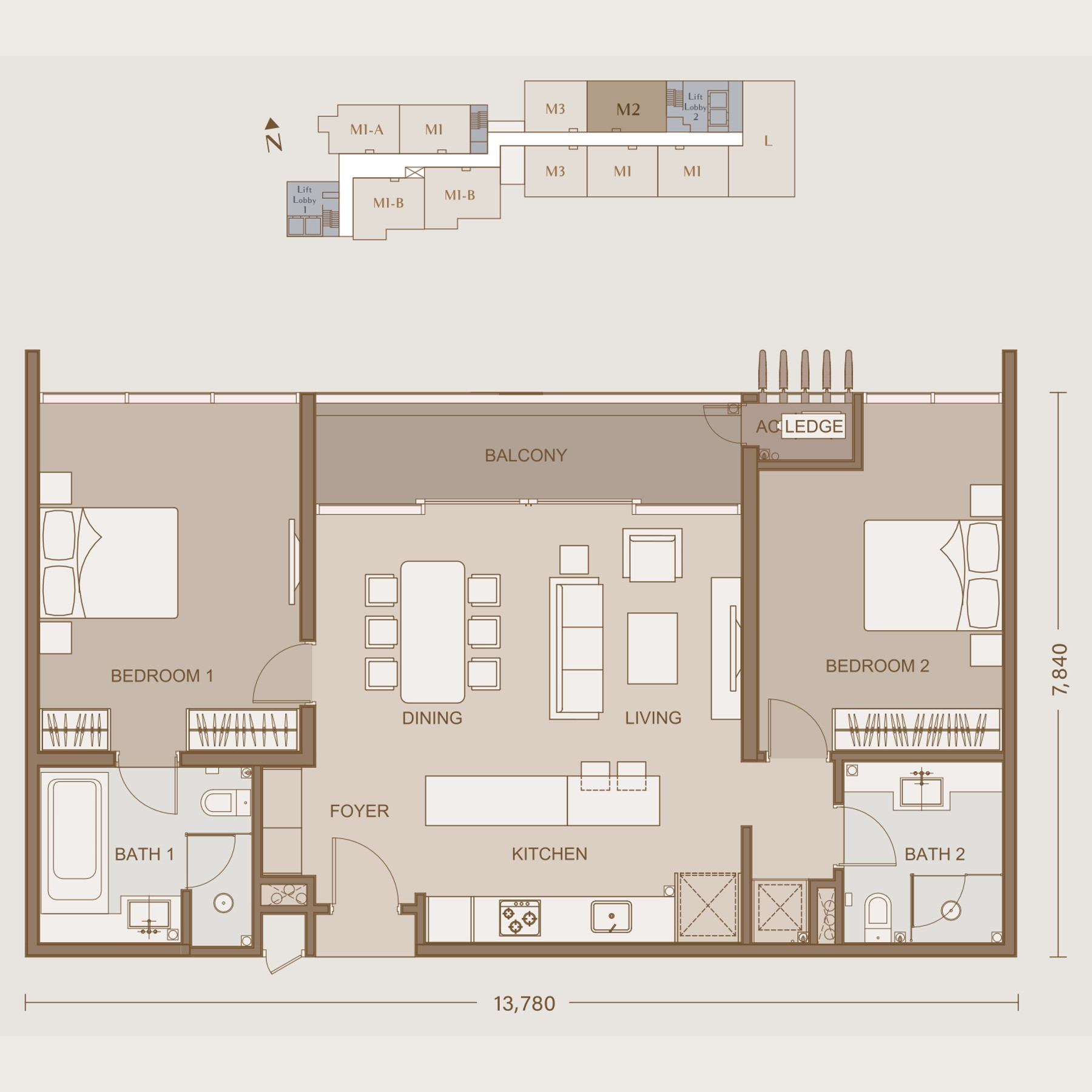 Type M2 floor plan